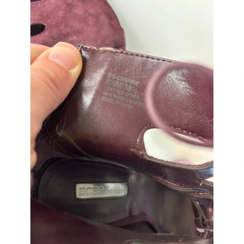 BCBGeneration Burgundy Suede Cutout Lace Up Heels Size 8.5 Consign